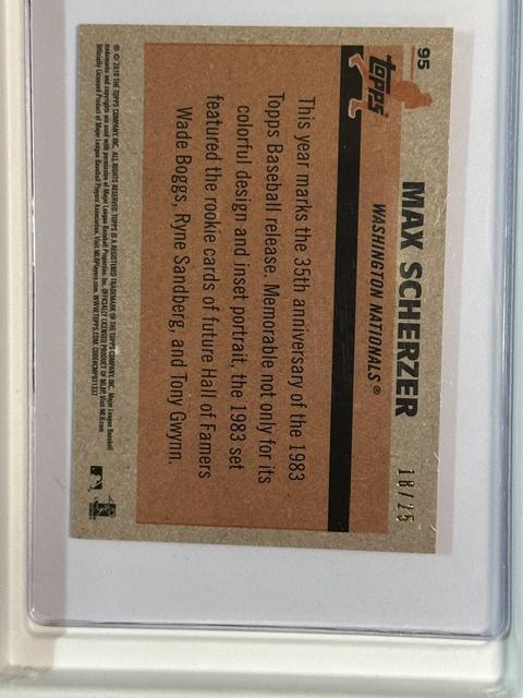 2018 Topps Silver Pack 1983 Design Orange 22/25 Max Scherzer CS26014308