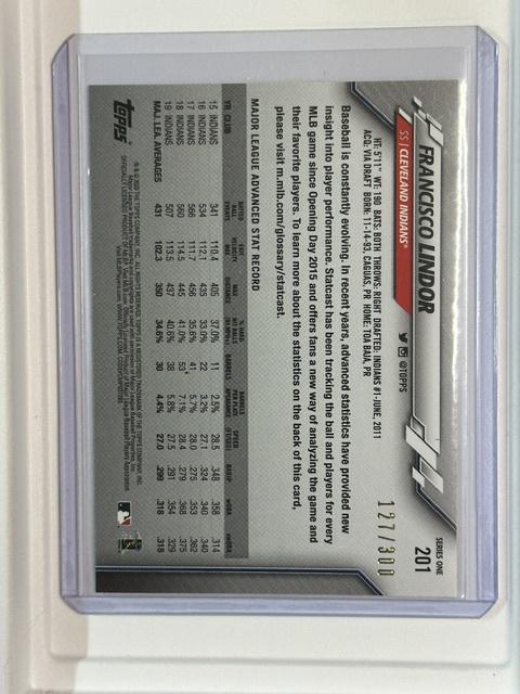 2020 Topps #201 Francisco Lindor Cleveland Indians NMT CS26014314