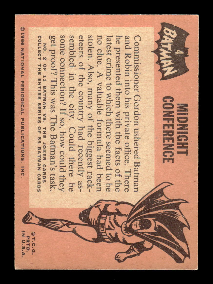 1966 Topps Batman (Black Bat Logo) #4 Midnight Conference VGEX CS26014321