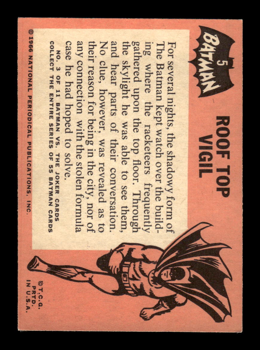 1966 Topps Batman (Black Bat Logo) #5 Roof Top Vigil VGEX CS26014322