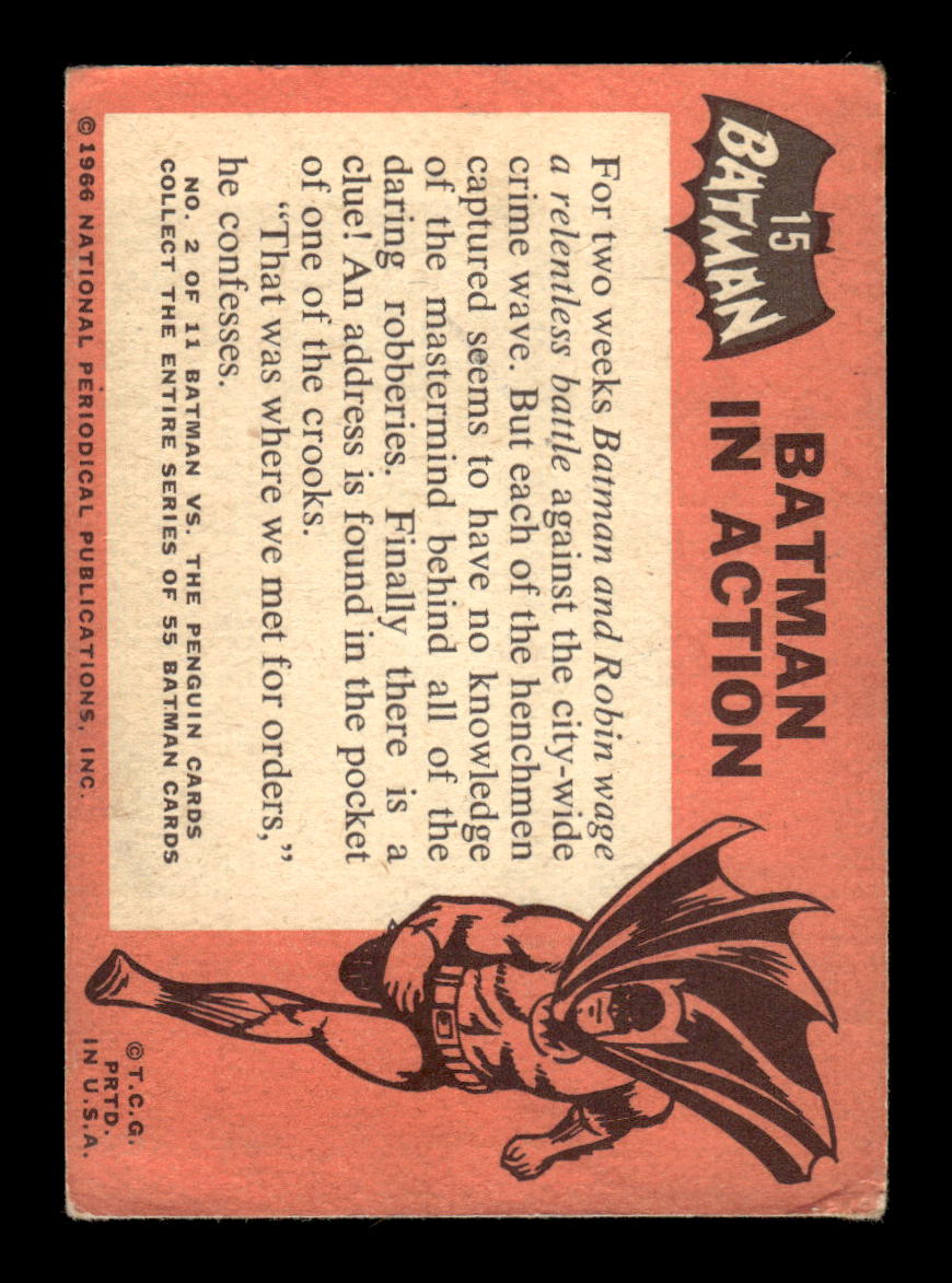 1966 Topps Batman (Black Bat Logo) #15 Batman in Action VGEX CS26014332
