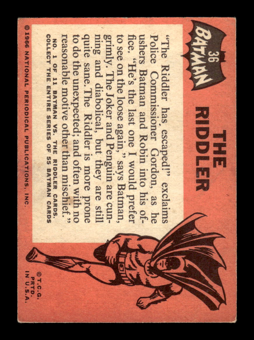 1966 Topps Batman (Black Bat Logo) #36 The Riddler VG CS26014352