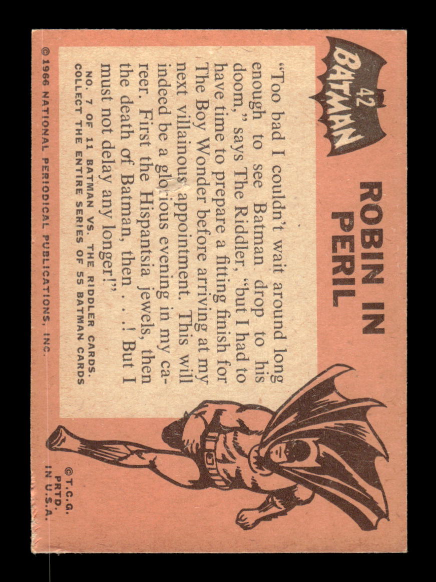 1966 Topps Batman (Black Bat Logo) #42 Robin in Peril VGEX CS26014358