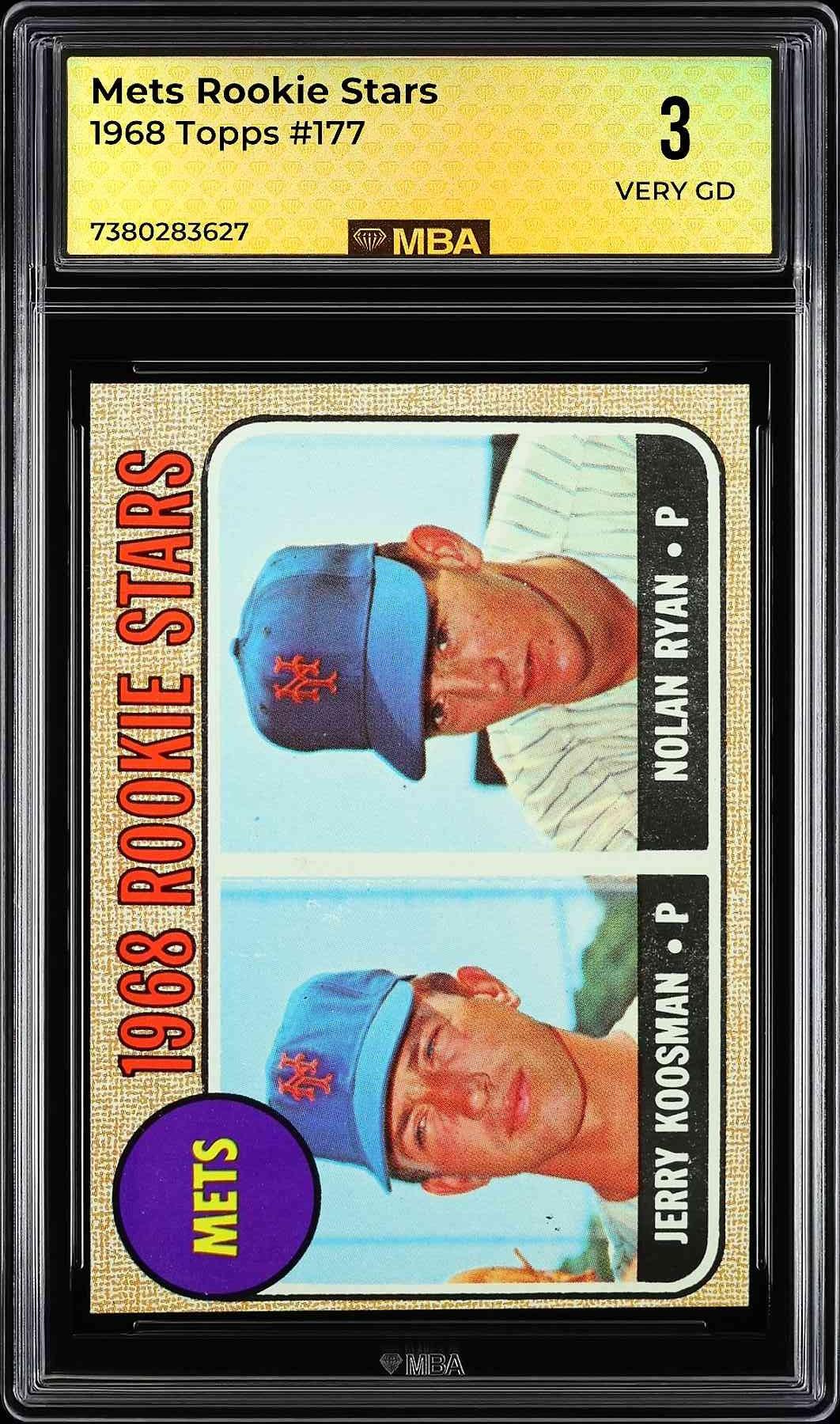 1968 Topps #177 Nolan Ryan RC MBA 3 SN 7380283627 Undergraded