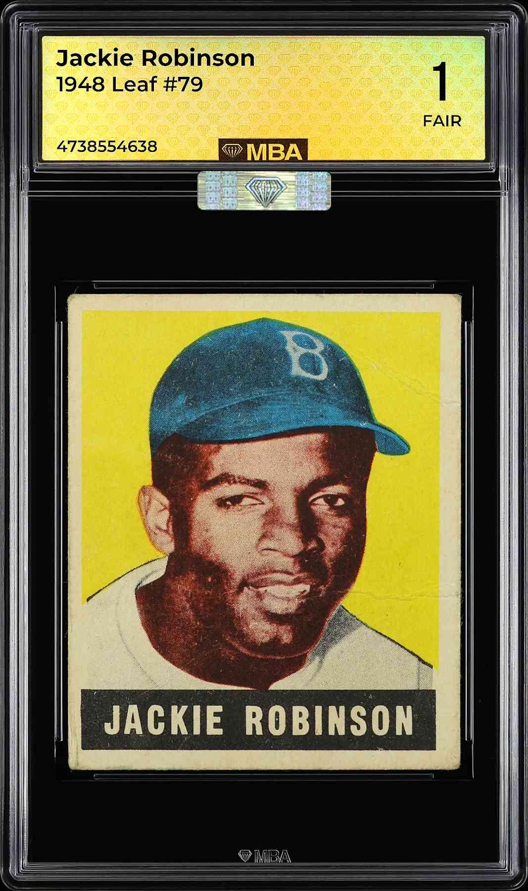 1948-49 Leaf #79 Jackie Robinson RC MBA 1 SN 4738554638