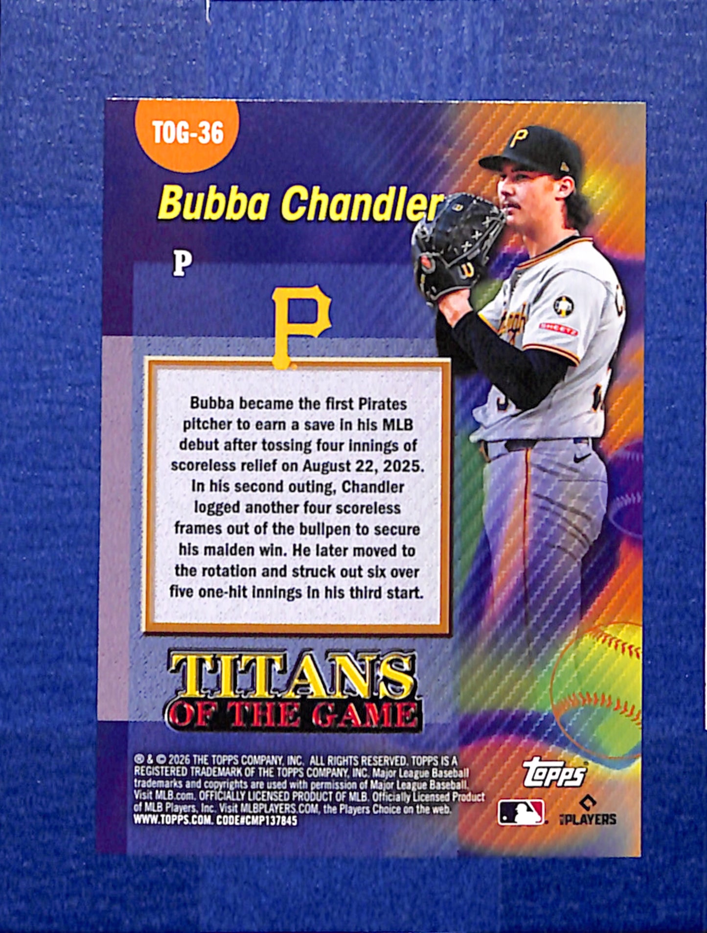 2026 Topps #TOG-36 Bubba Chandler Pittsburgh Pirates NMT CS26014387