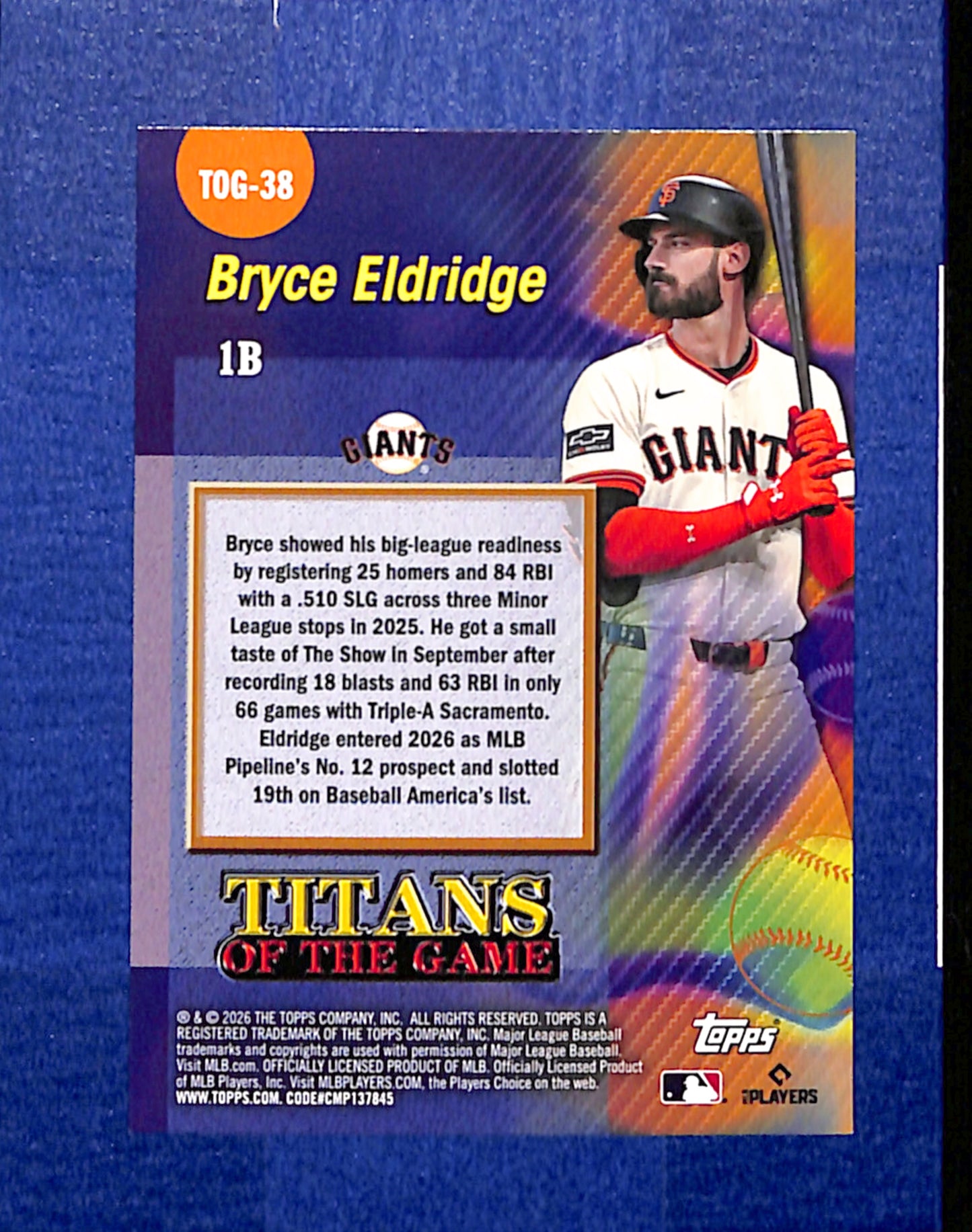 2026 Topps #TOG-38 Bryce Eldridge San Francisco Giants NMT CS26014388