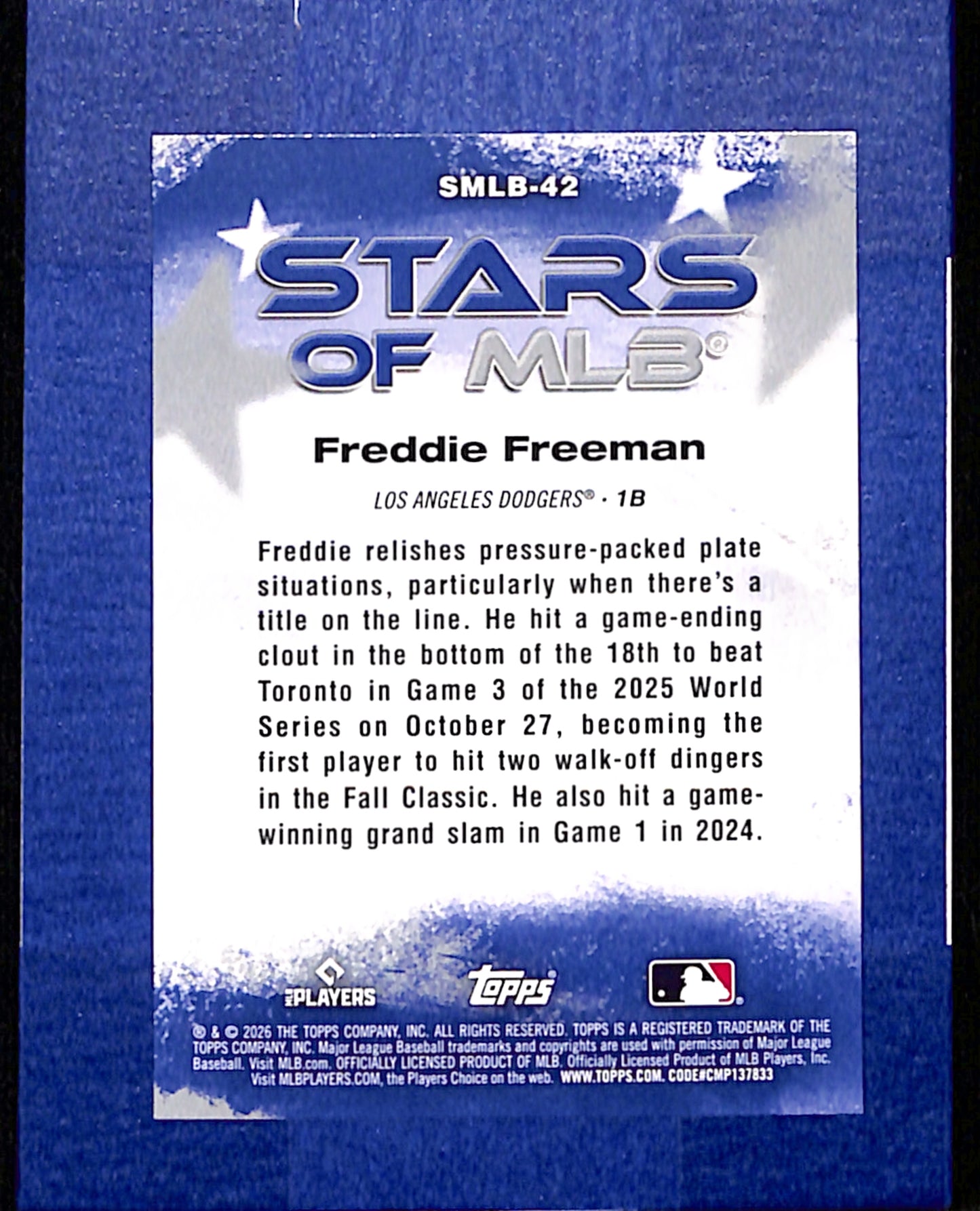 2026 Topps #SMLB-42 Freddie Freeman Los Angeles Dodgers NMT CS26014391