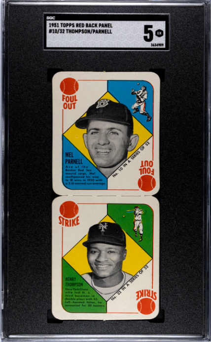 1951 Topps Red Back Panel #10/32 Thompson/Parnell SGC 5 SN 3634909