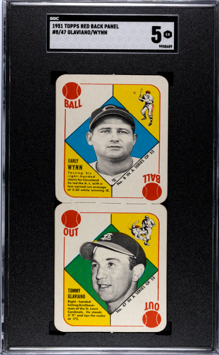 1951 Topps Red Back Panel #8/47 Glaviano/Wynn SGC 5 SN 9958689