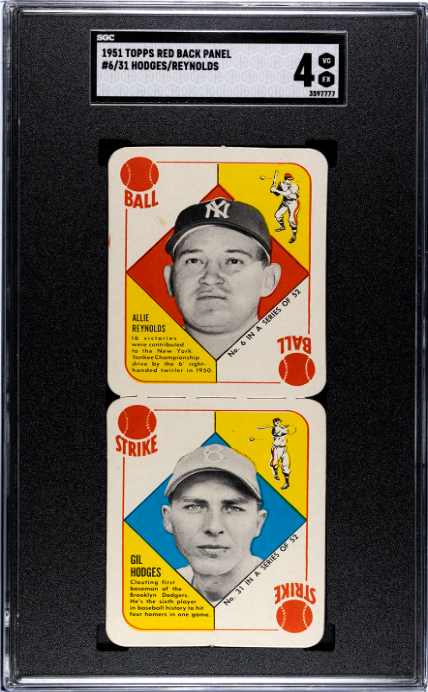 1951 Topps Red Back Panel #6/31 Hodges/Reynolds SGC 4 SN 3597777