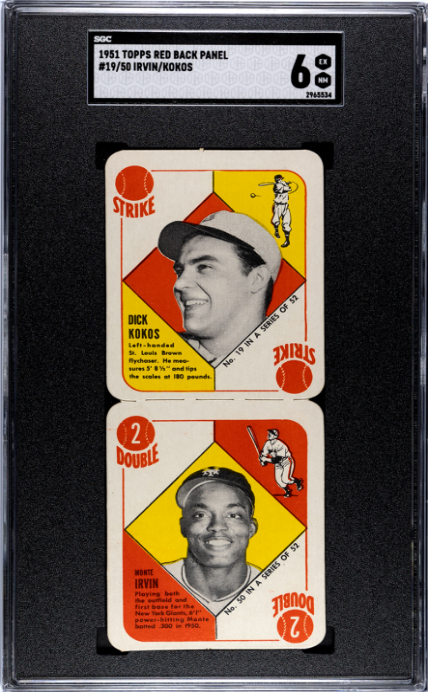 1951 Topps Red Back Panel #19/50 Irvin/Kokos SGC 6 SN 2965534