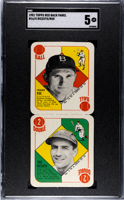 1951 Topps Red Back Panel #16/5 Rizzuto/Roe SGC 5 SN 4298850