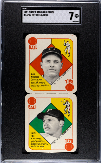 1951 Topps Red Back Panel #13/17 Mitchell/Bell SGC 7 SN 4095362