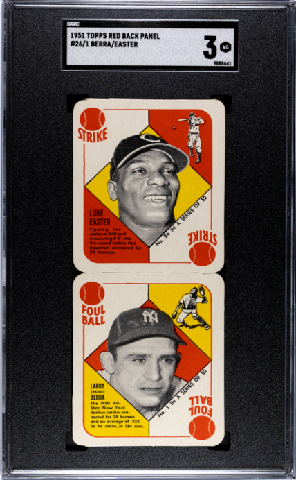 1951 Topps Red Back Panel #26/1 Berra/Easter SGC 3 SN 9888641