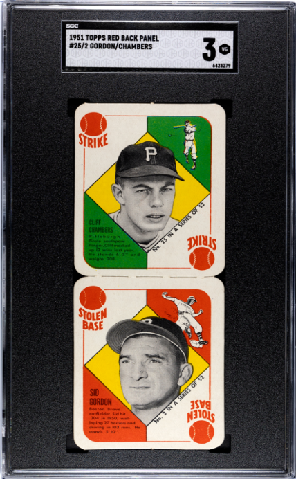 1951 Topps Red Back Panel #25/2 Gordon/Chambers SGC 3 SN 6423279