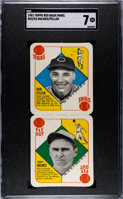 1951 Topps Red Back Panel #22/52 Holmes/Feller SGC 7 SN 8369029