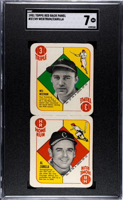 1951 Topps Red Back Panel #37/49 Westrum/Zarilla SGC 7 SN 4709182