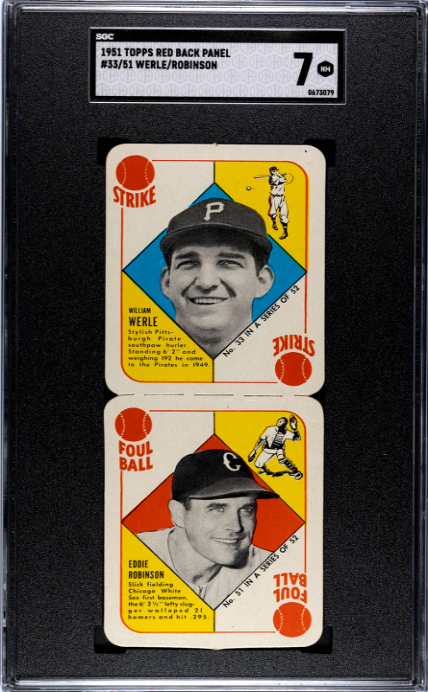 1951 Topps Red Back Panel #33/51 Werle/Robinson SGC 7 SN 0673079