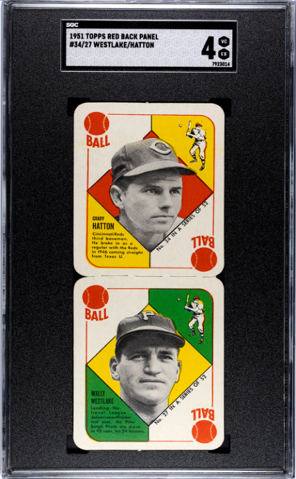 1951 Topps Red Back Panel #34/27 Westlake/Hatton SGC 4 SN 7923014