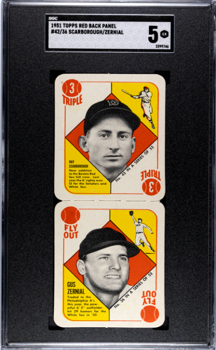 1951 Topps Red Back Panel #42/36 Scarborough/Zernial SGC 5 SN 2399746