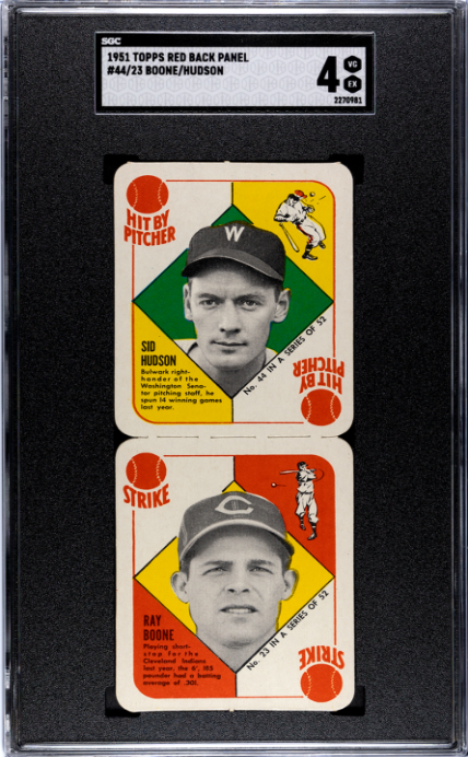 1951 Topps Red Back Panel #44/23 Boone/Hudson SGC 4 SN 2270981