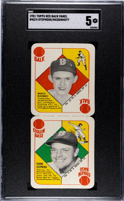 1951 Topps Red Back Panel #43/4 Stephens/Mcdermott SGC 5 SN 3254987