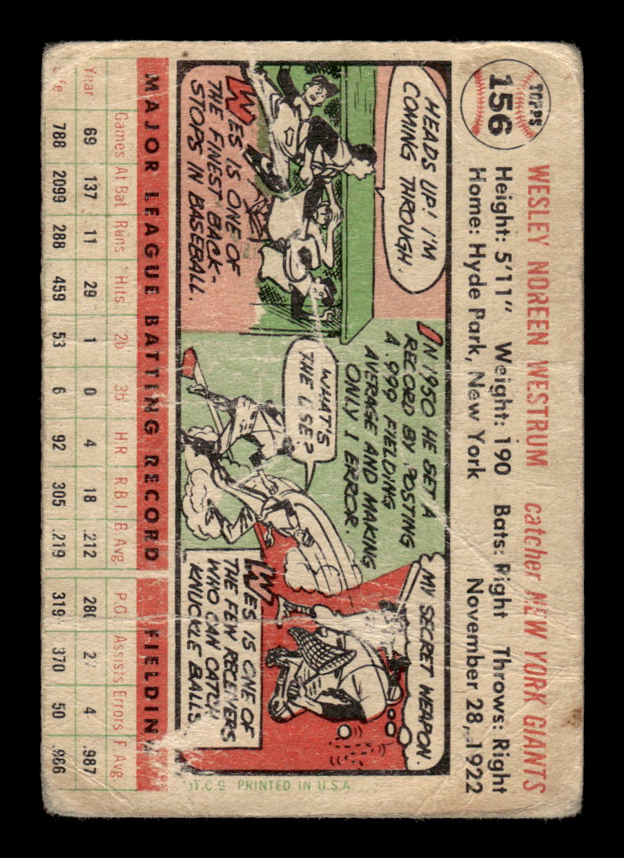 1956 Topps #156 Wes Westrum New York Giants Poor CS26014547