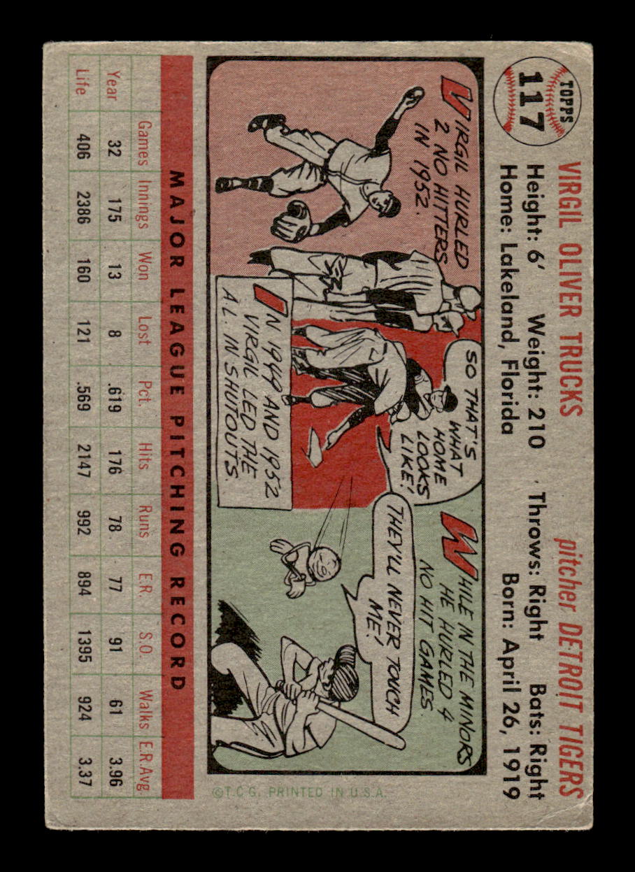 1956 Topps #117 Virgil Trucks Detroit Tigers Poor CS26014548