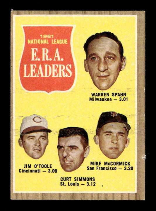 1962 TOPPS #56 WARREN SPAHN HOF N.L. ERA LEADERS EX CS26014605