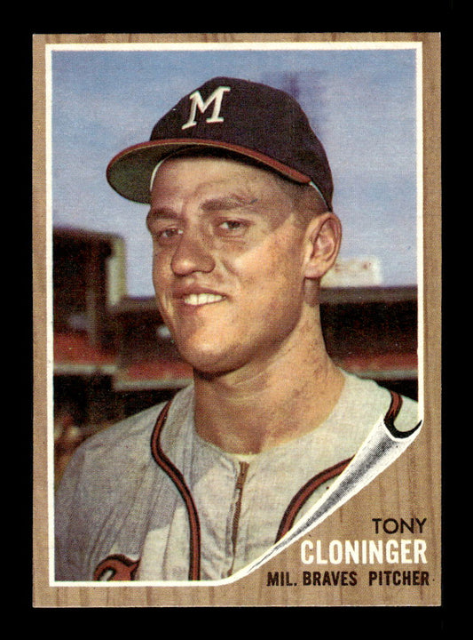 1962 Topps #63 Tony Cloninger Milwaukee Braves EX CS26014609