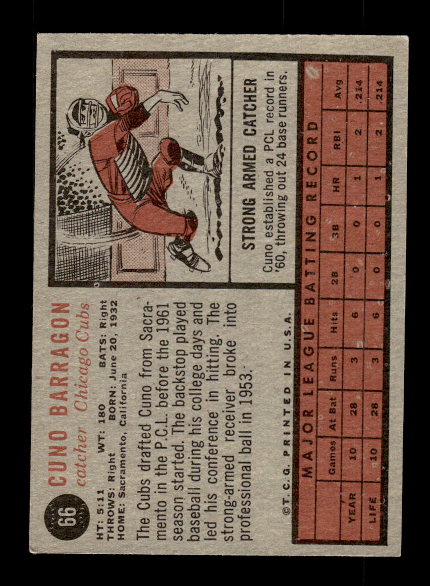 1962 Topps #66 Cuno Barragan Chicago Cubs EX CS26014611