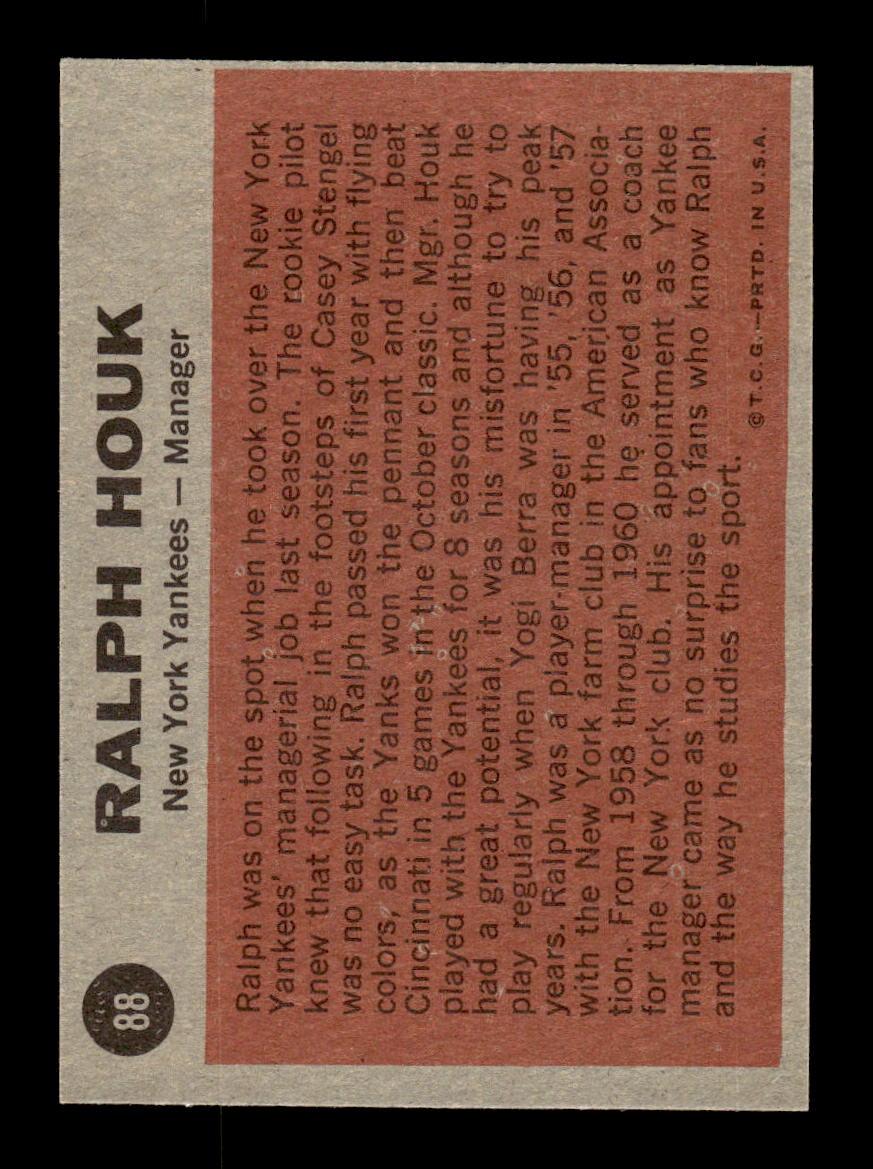 1962 Topps #88 Ralph Houk New York Yankees EX CS26014630