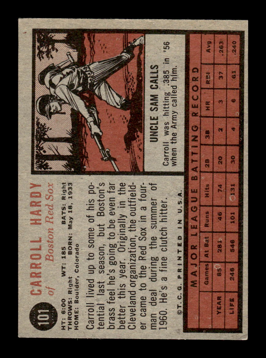 1962 Topps #101 Carroll Hardy Boston Red Sox EX CS26014641