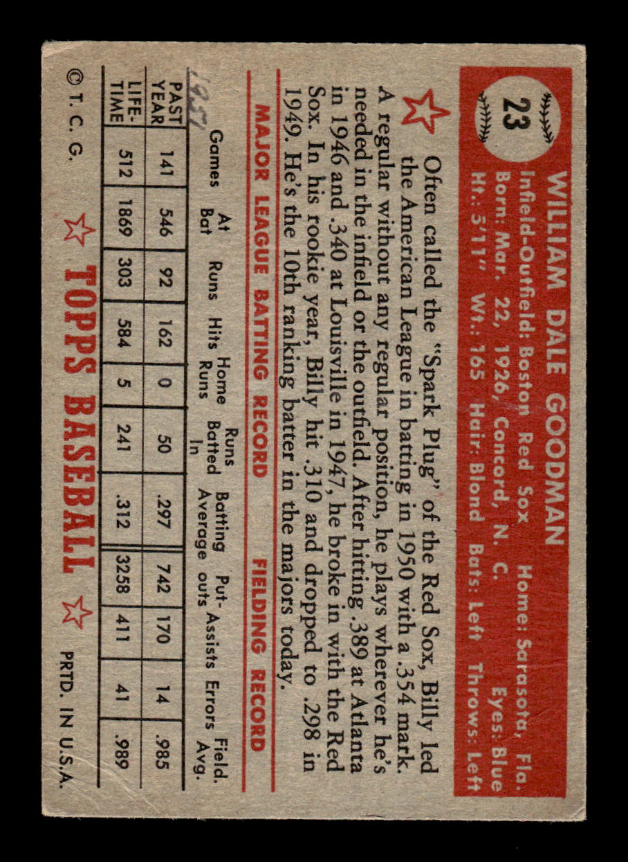 1952 Topps #23 Billy Goodman Boston Red Sox LOW GRADE CS26014704