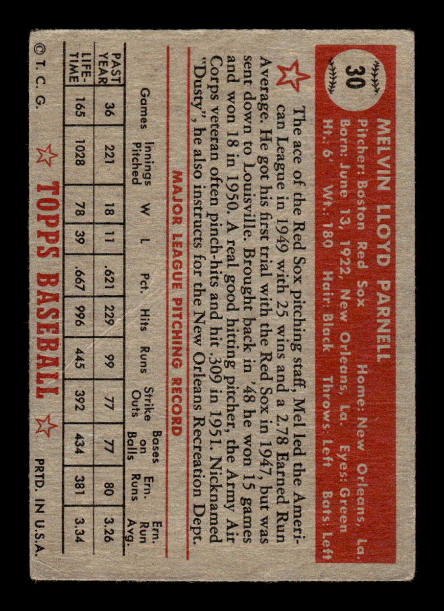 1952 Topps #30 Mel Parnell Signed LOW GRADE CS26014710