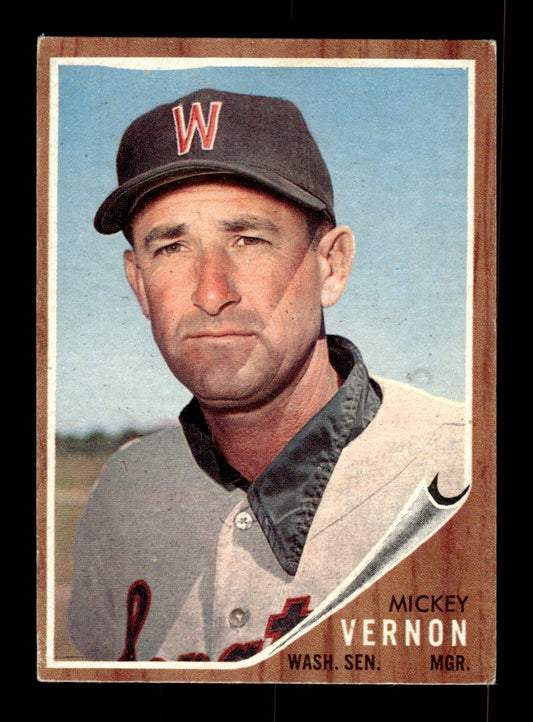 1962 Topps #152a Mickey Vernon Washington Senators EX CS26014795