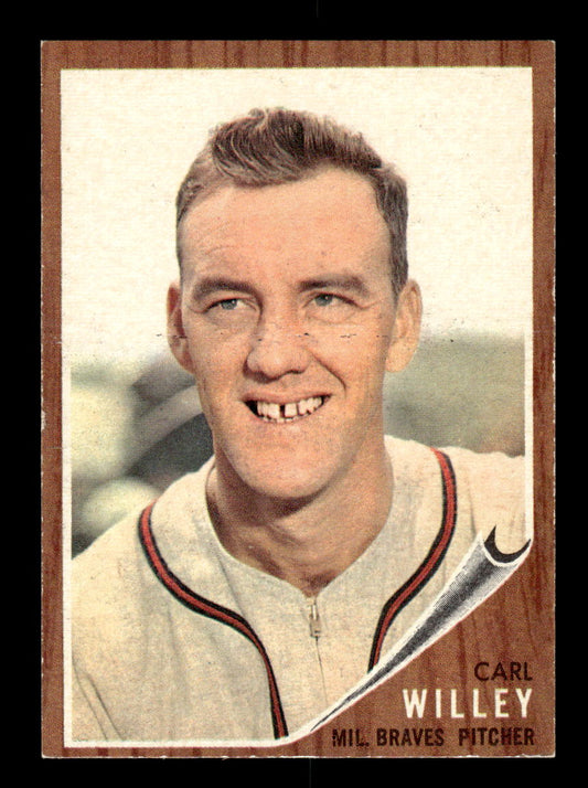 1962 Topps #174b Carl Willey Milwaukee Braves EX CS26014813