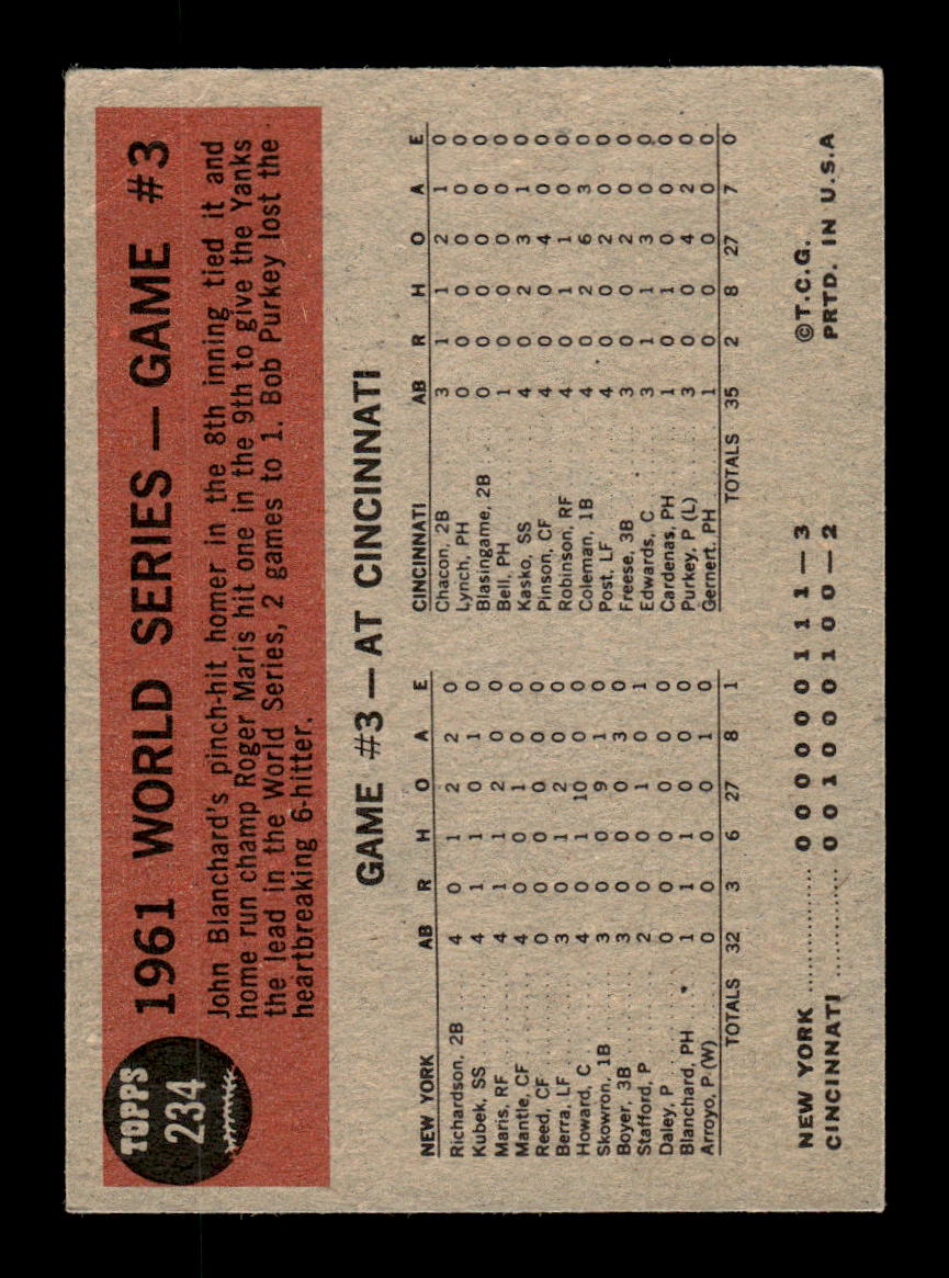 1962 Topps #234 World Series Game #3 - Maris EX CS26014866
