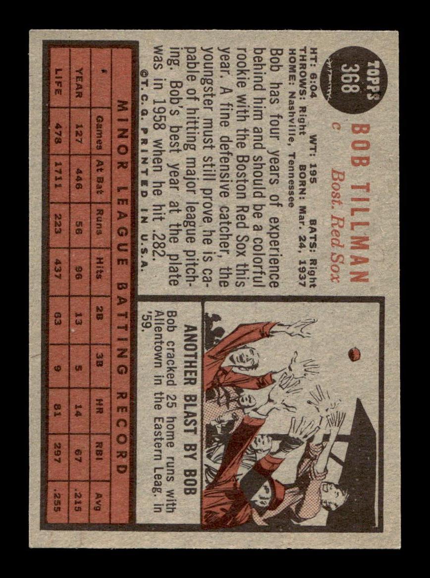 1962 Topps #368 Bob Tillman Boston Red Sox EX CS26014979