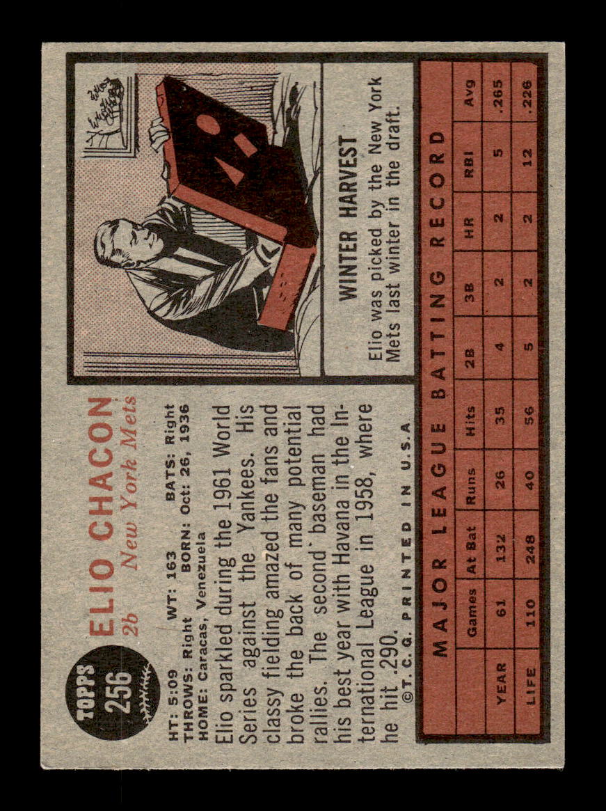 1962 Topps #256 Elio Chacon New York Mets EX CS26015038