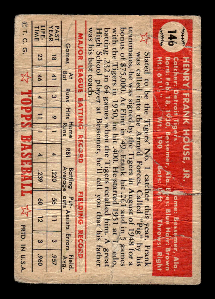 1952 Topps #146 Frank House Detroit Tigers LOW GRADE CS26015117
