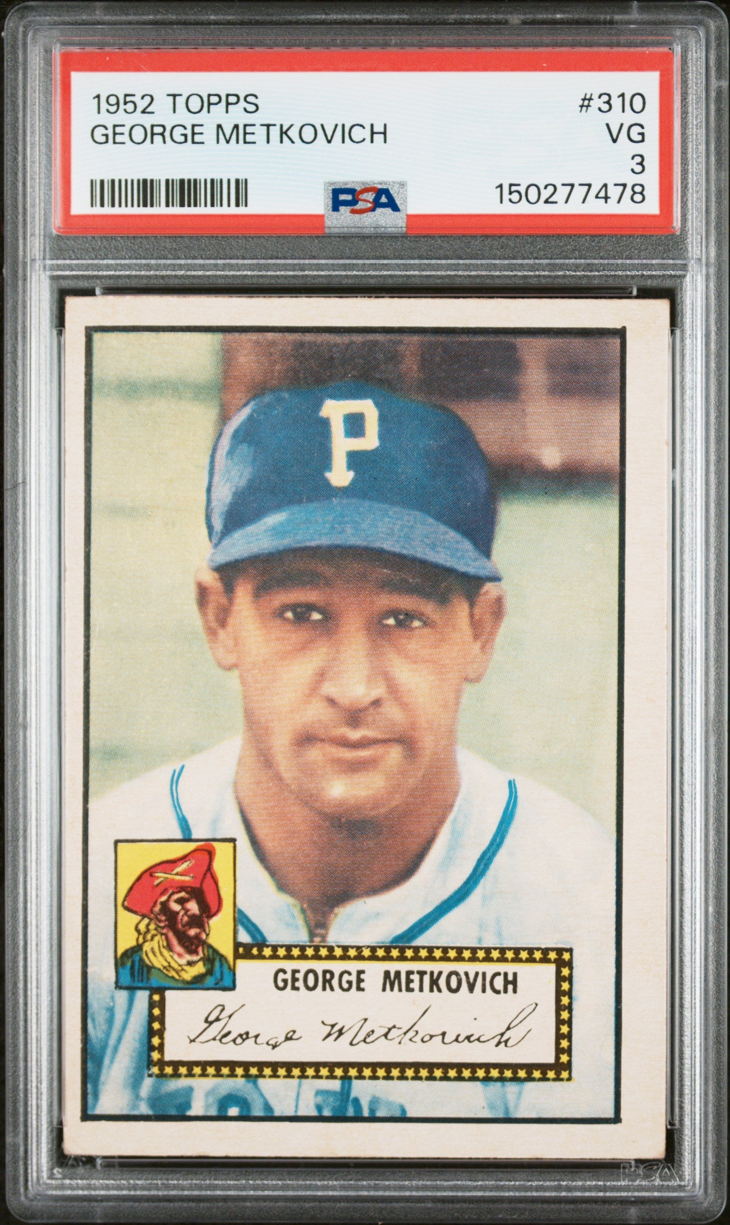 1952 Topps #310 George Metkovich PSA 3 SN 150277478