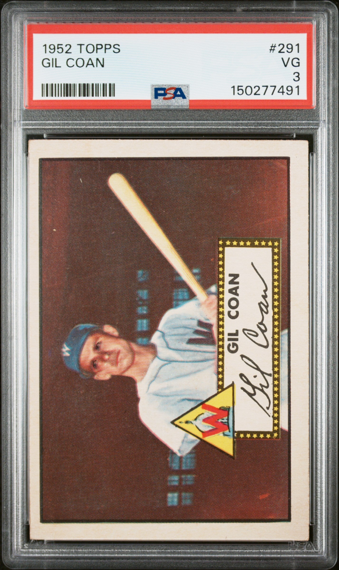 1952 Topps #291 Gil Coan PSA 3 SN 150277491