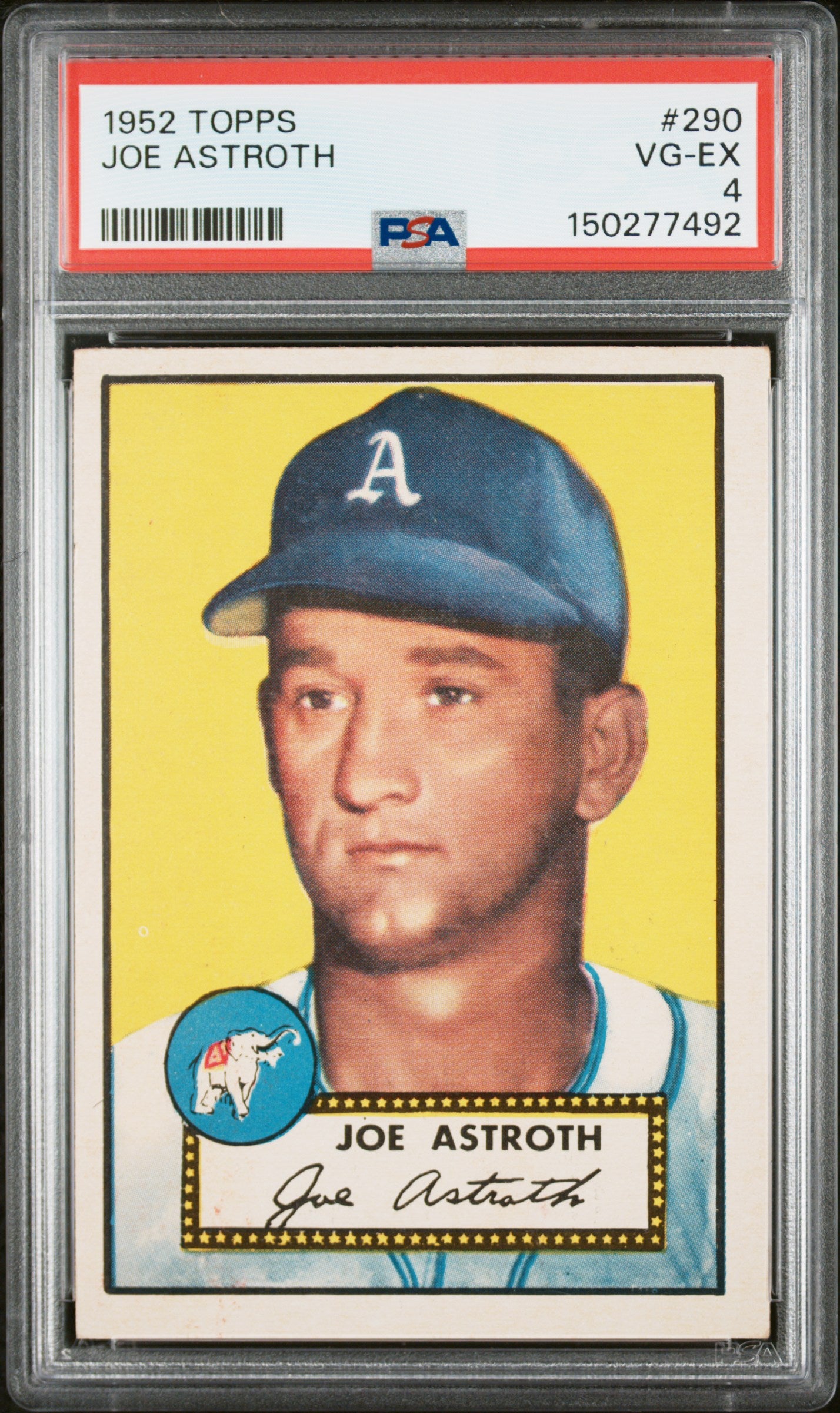 1952 Topps #290 Joe Astroth PSA 4 SN 150277492