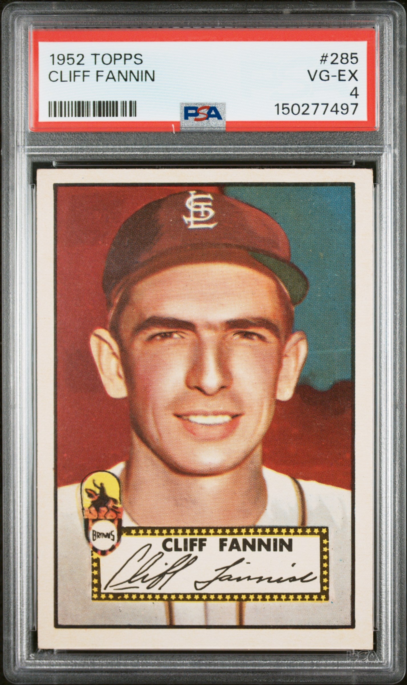 1952 Topps #285 Cliff Fannin PSA 4 SN 150277497