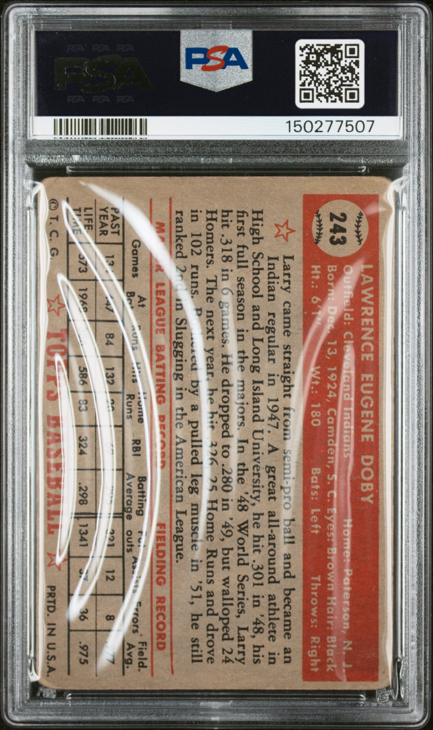 1952 Topps #243 Larry Doby PSA 1 SN 150277507