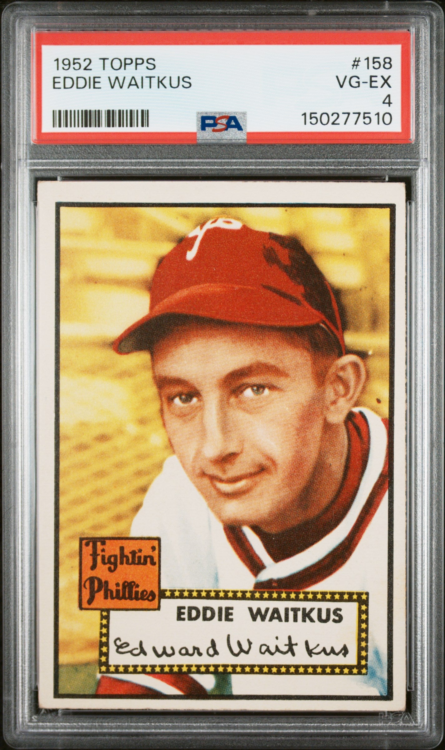 1952 Topps #158 Eddie Waitkus PSA 4 SN 150277510