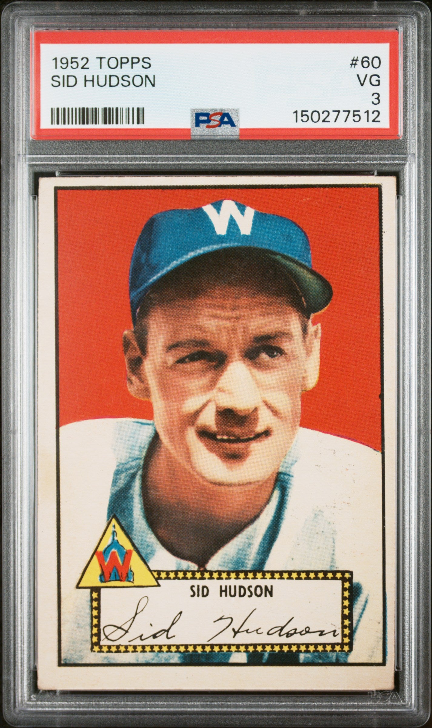 1952 Topps #60 Sid Hudson PSA 3 SN 150277512