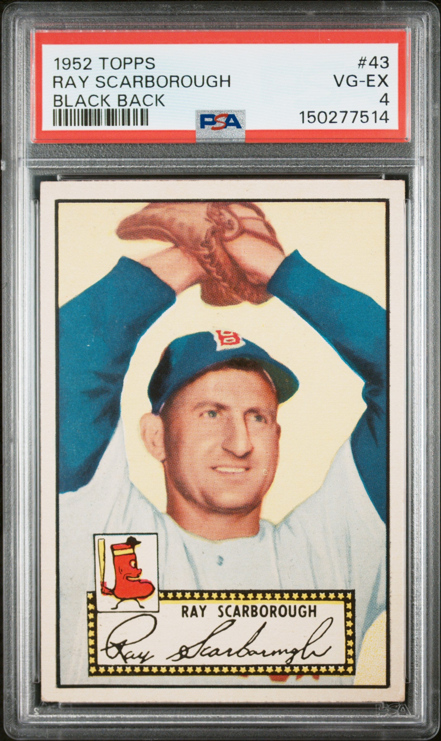 1952 Topps #43 Ray Scarborough Black Back PSA 4 SN 150277514